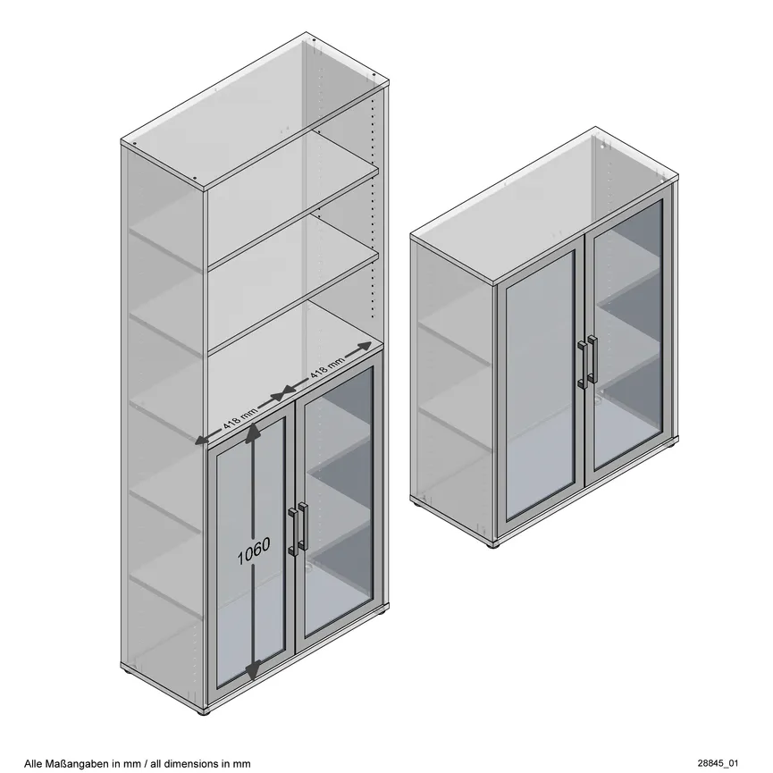Glastüren-Set satiniert detail