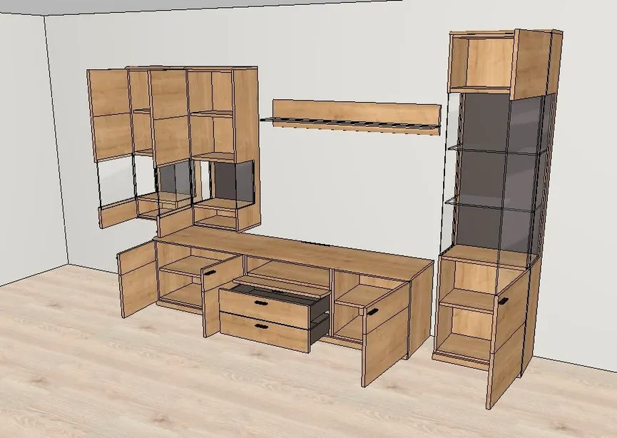 Wohnwand seitenverkehrt detail