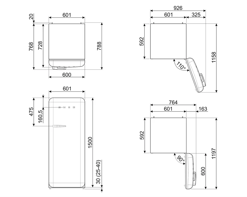 SMEG Stand-Kühlschrank detail