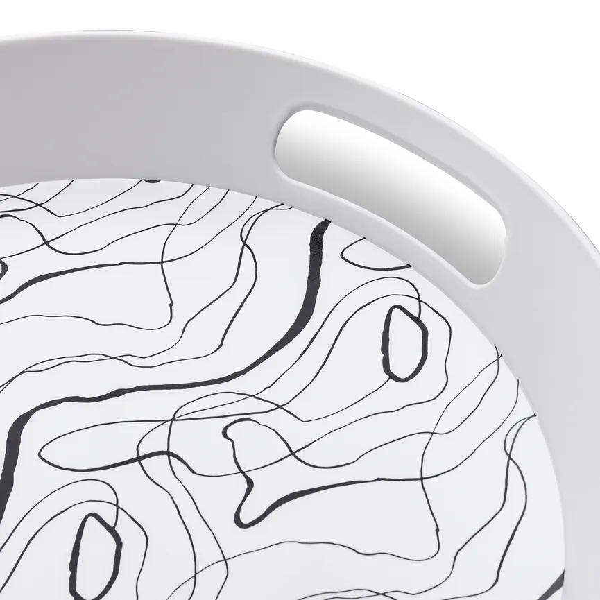 Tablett Ø 35 cm weiß mit detail