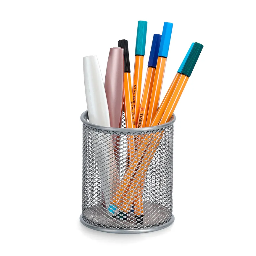 Bleistiftbecher "Mesh" silber detail