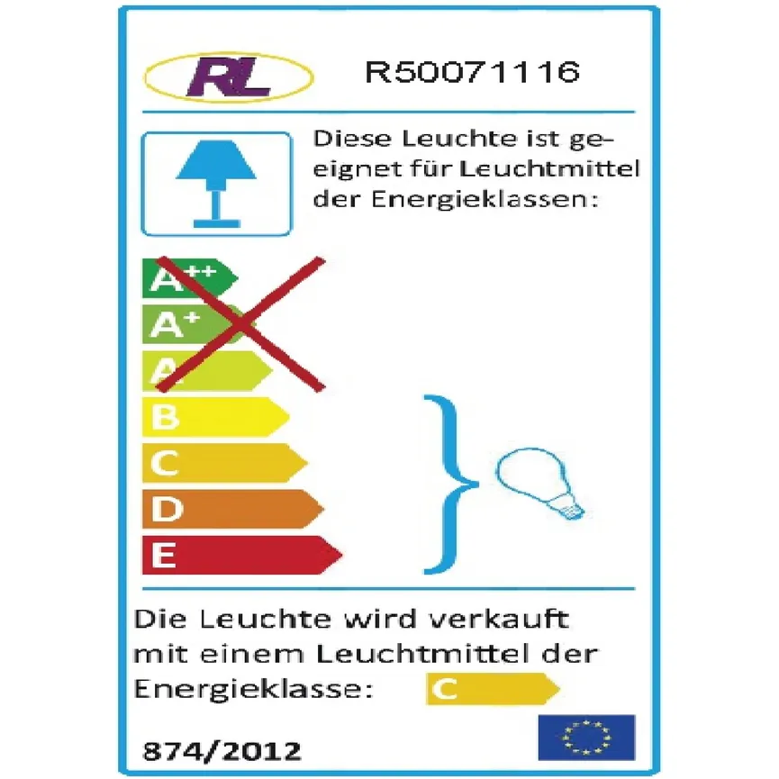 Lavaleuchte grün "Neu" energielabel