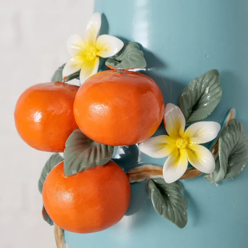 Vase "Orange" orange-türkis detail