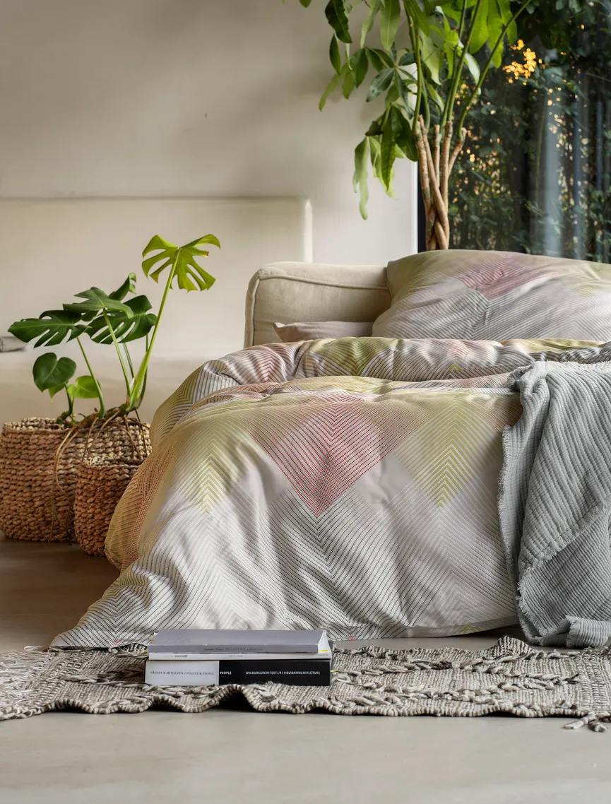 Satin-Bettw. Wave 135x200 milieu