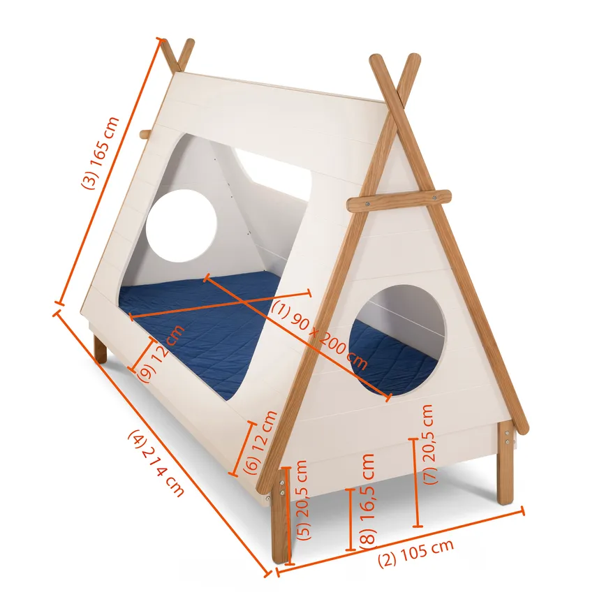 Bett 90x200 cm inkl. Aufsatz dimensionsmarker