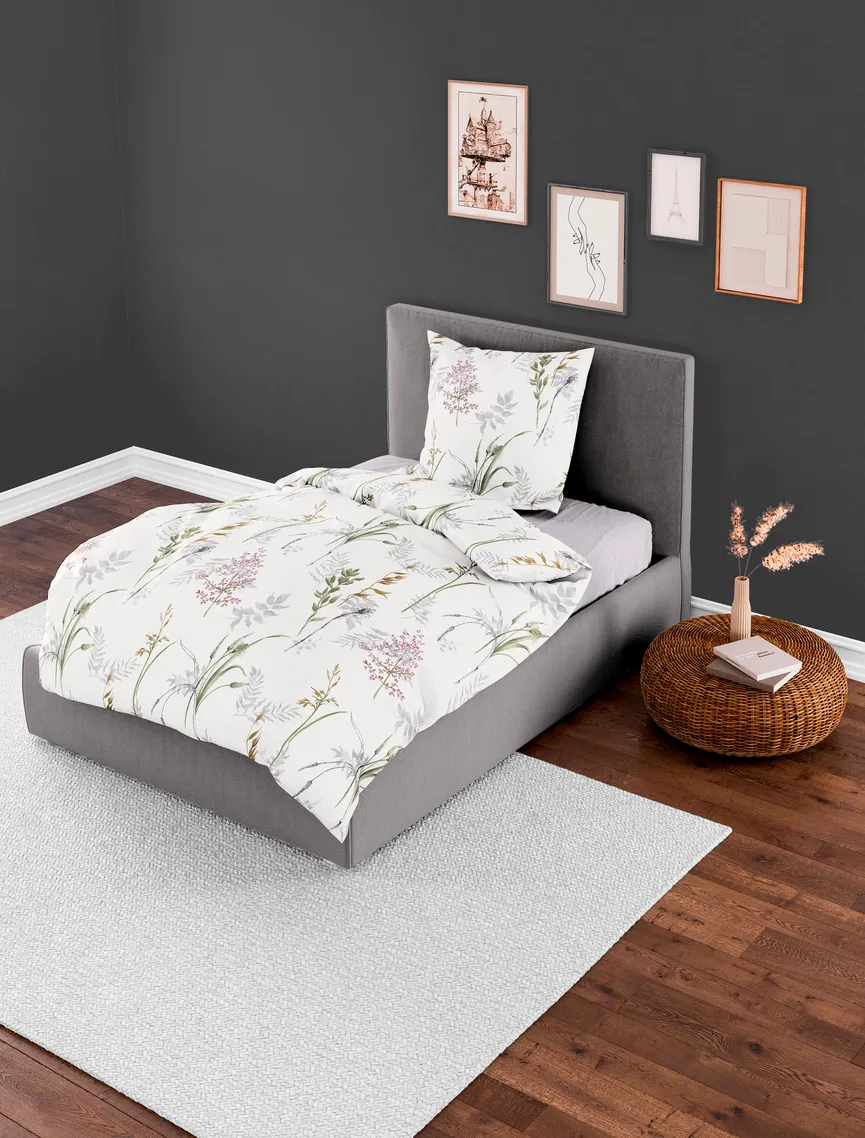 Satin-Bettw. Gräser 135x200 milieu