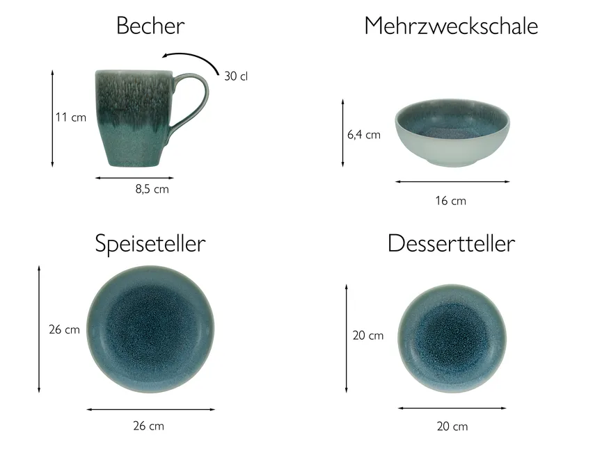Speiseteller "Caldera" eisblau detail