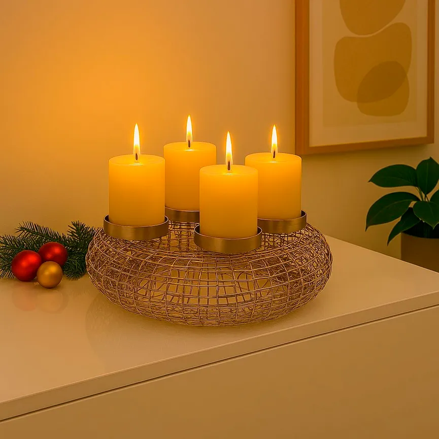 Adventskranz "Glitter" silber milieu