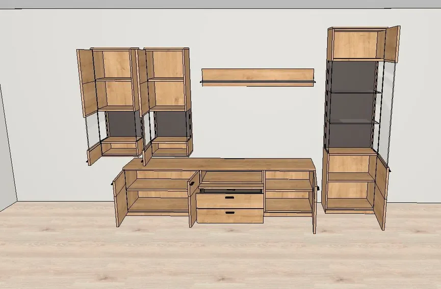 Wohnwand seitenverkehrt detail