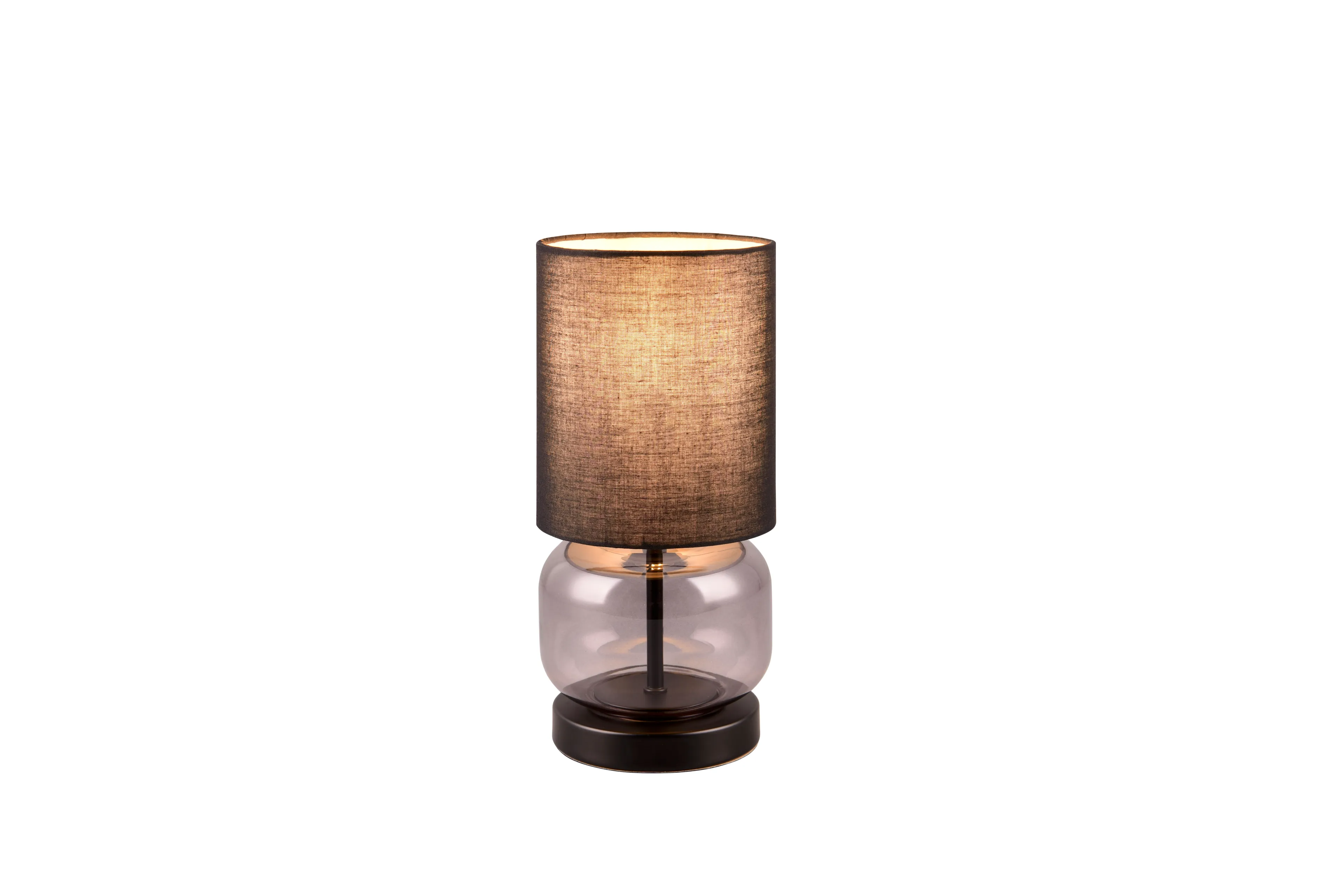 Tischleuchte Glas, rauchig schwarz