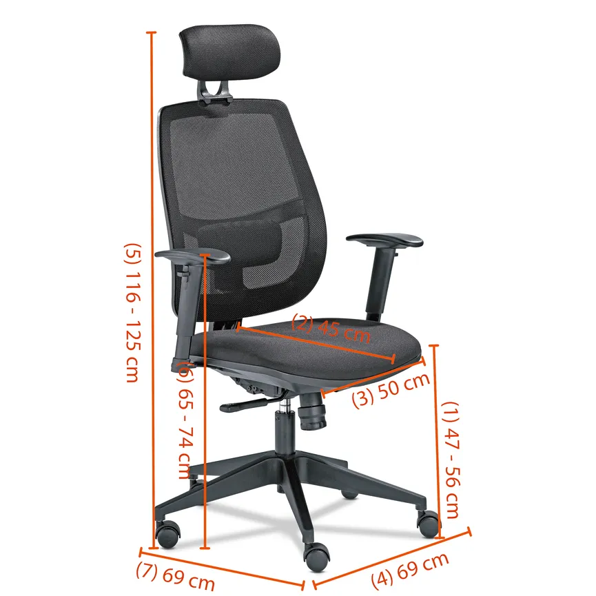 Drehstuhl inkl. Kopfstütze detail