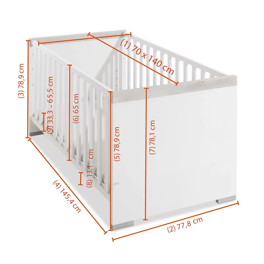 Kinderbett LF 70x140 cm dimensionsmarker