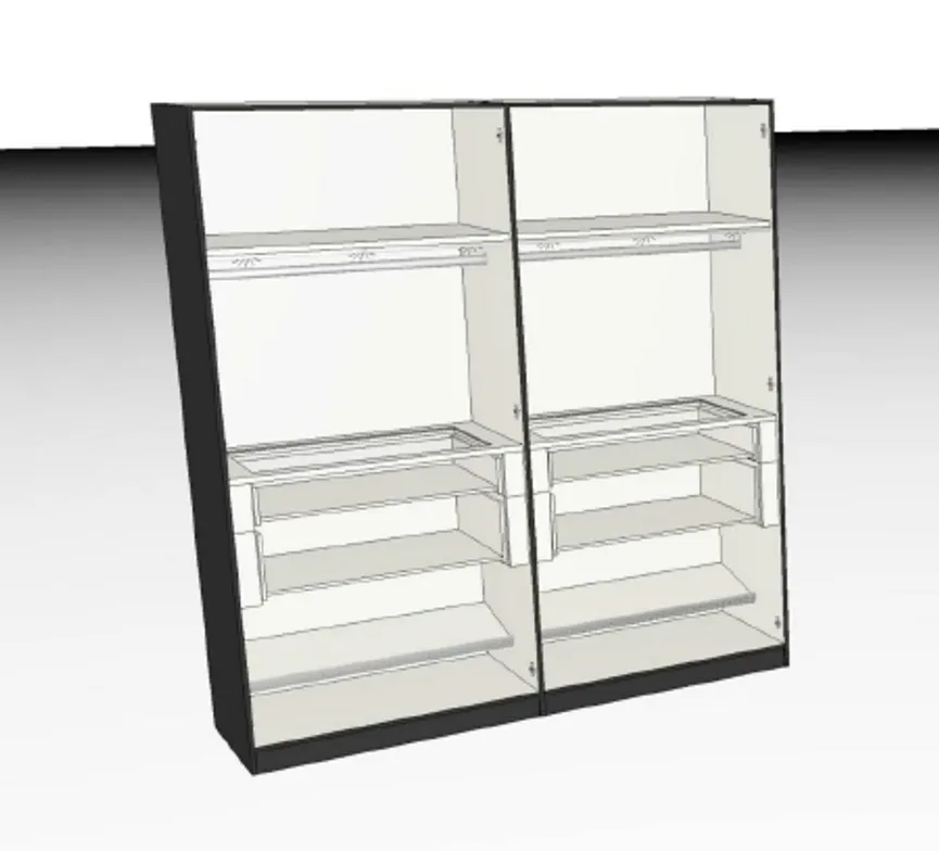 Drehtürenschrank 4-trg. detail