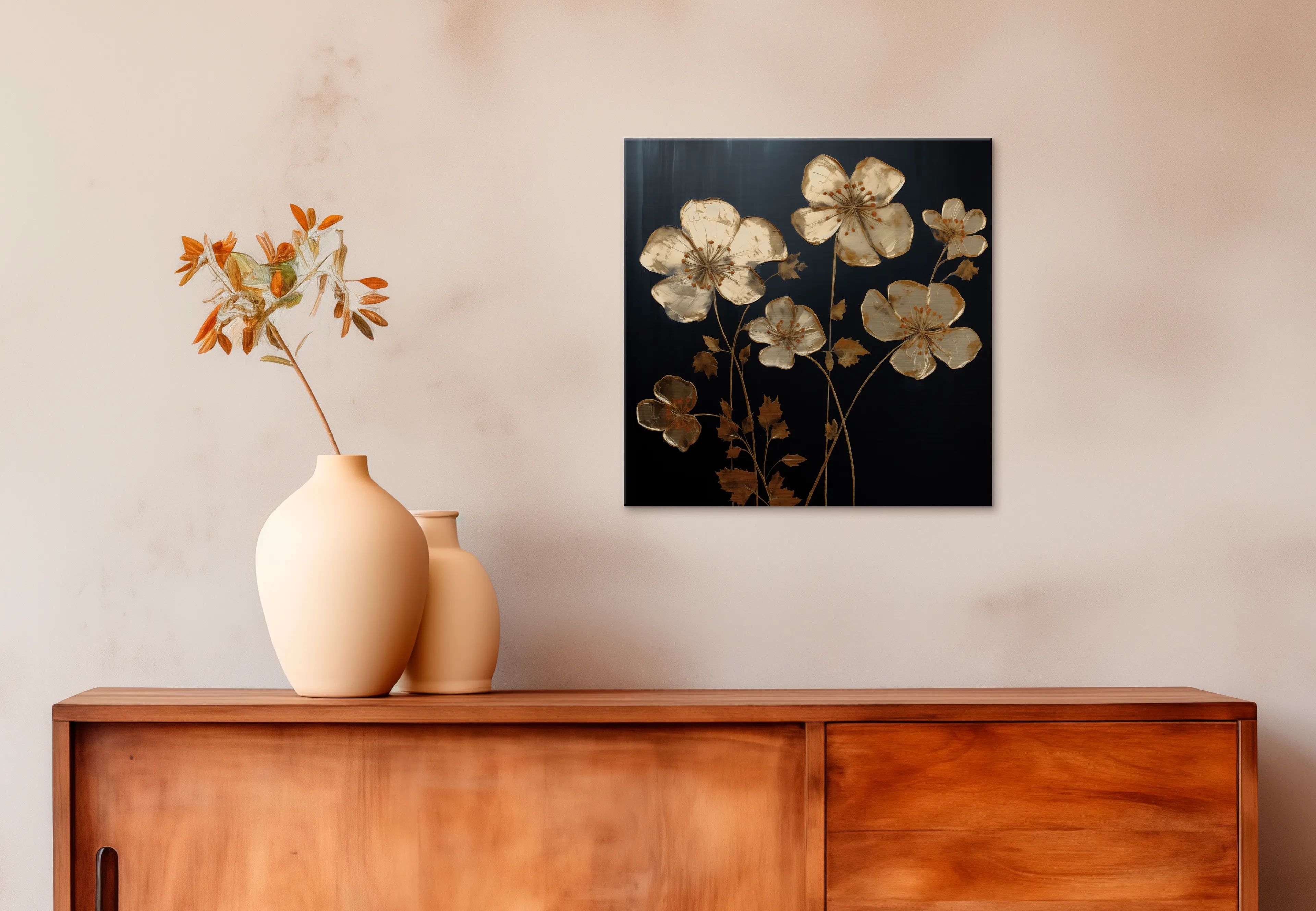 Wandbild 30 x 30 cm Golden Flowers I
