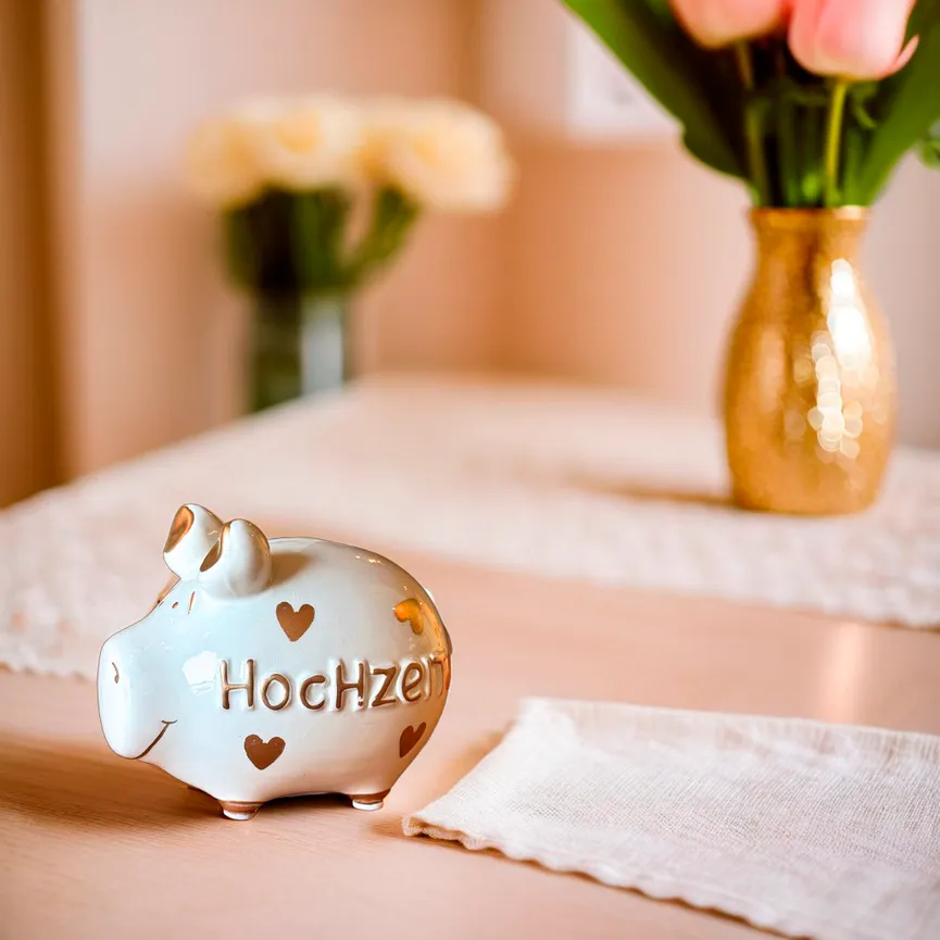 Sparschwein "Hochzeit" weiß milieu