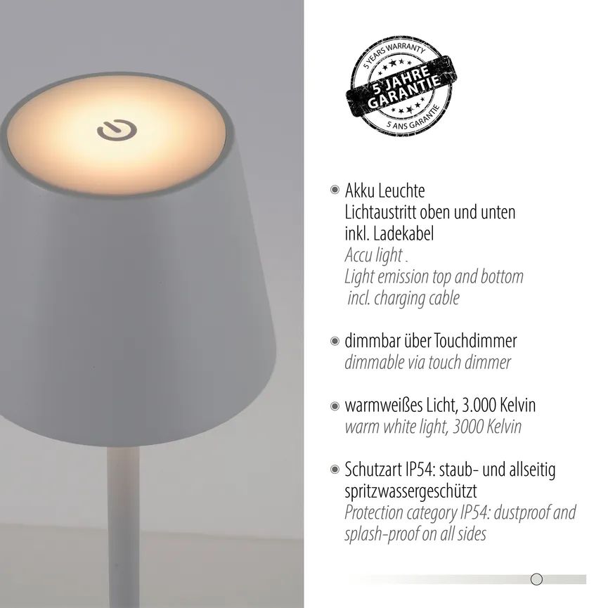 Akku-Tischleuchte "Euria" detail