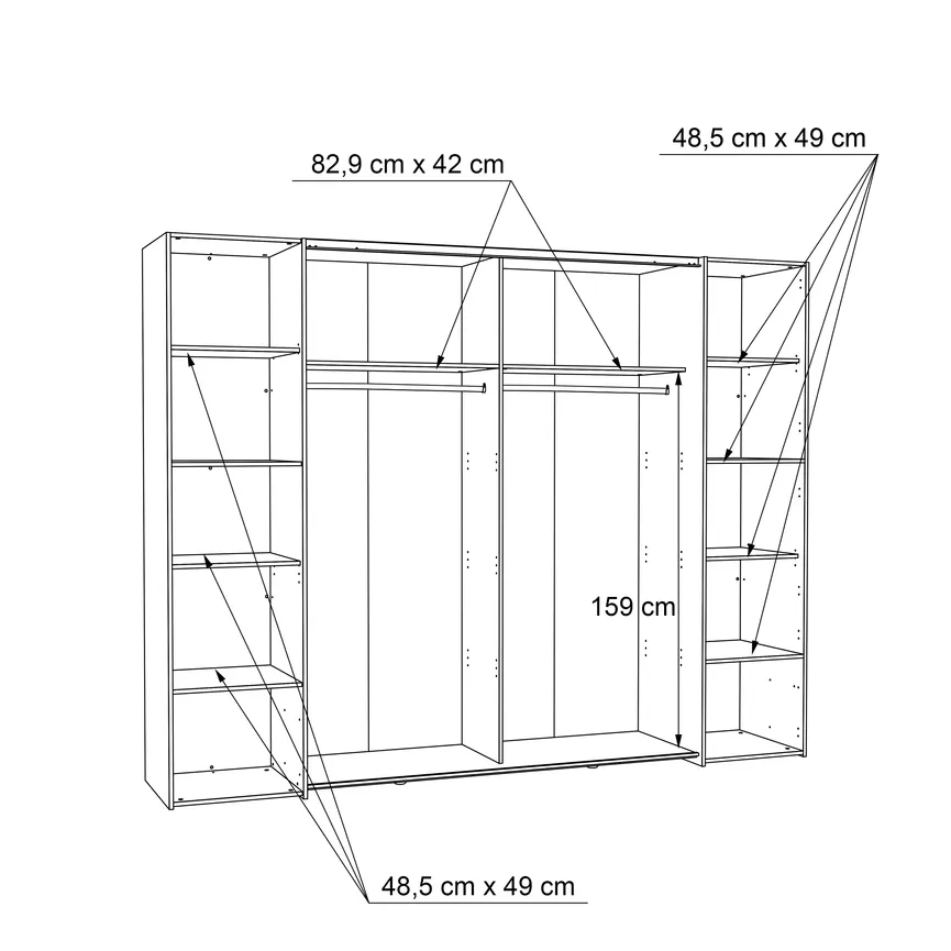 Schwebe-/Drehtürenschrank detail