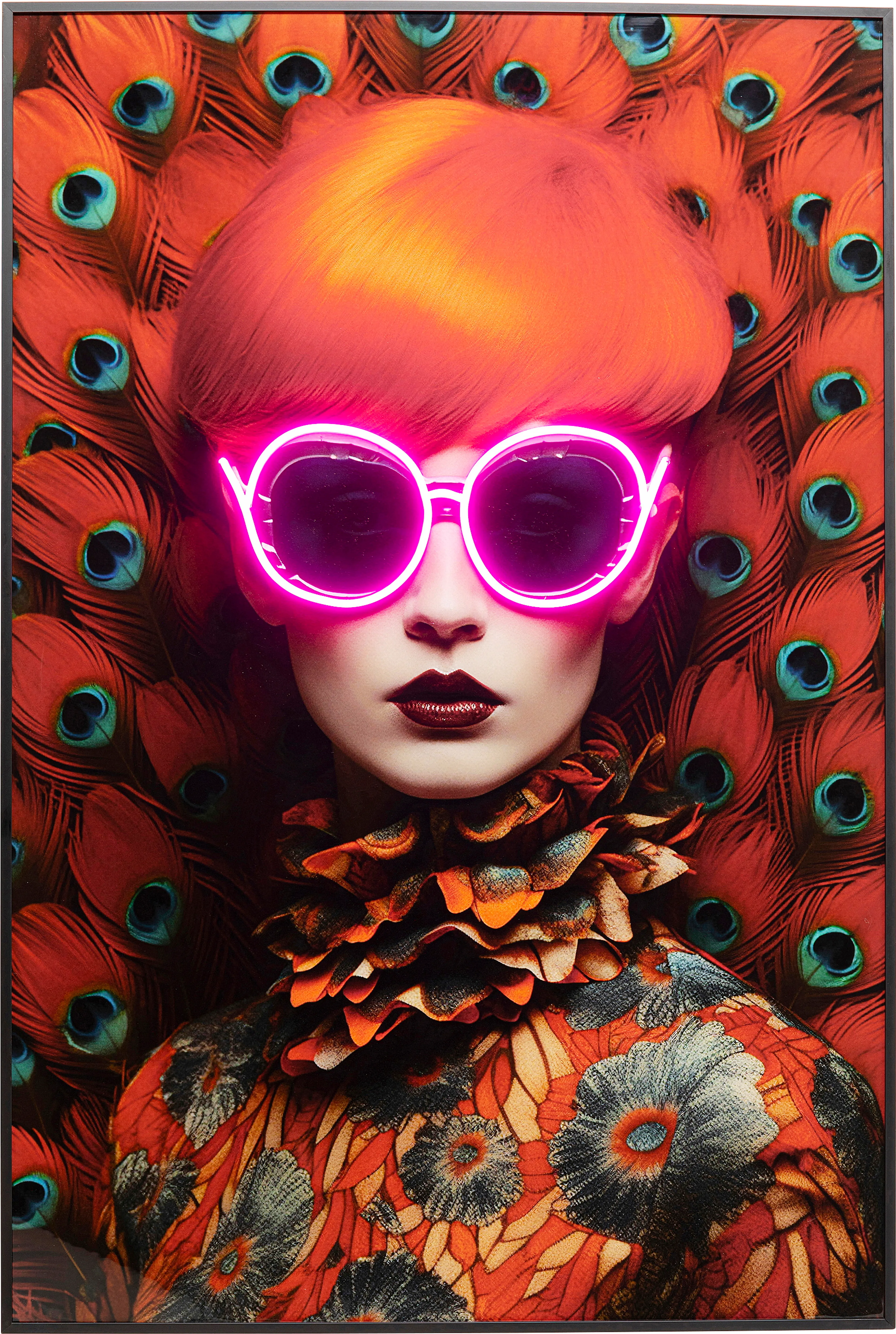 LED-Wandbild 80 x 80 cm Fancy Red Lady