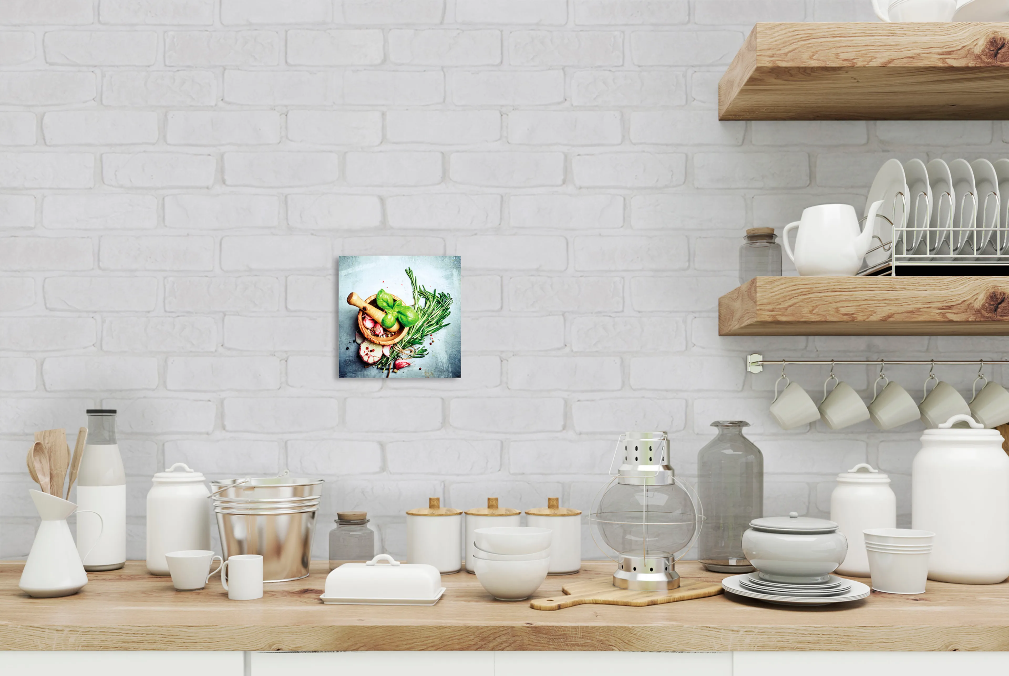 Glasbild 20 x 20 cm Herbs and spices
