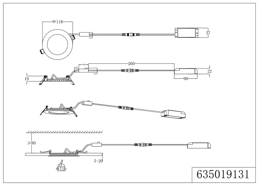 LED-Einbauleuchten "Kibo" detail