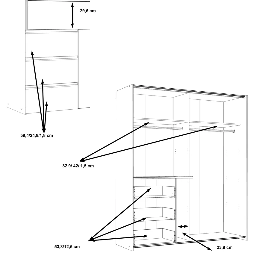 Schwebetürenschrank 2-trg. detail