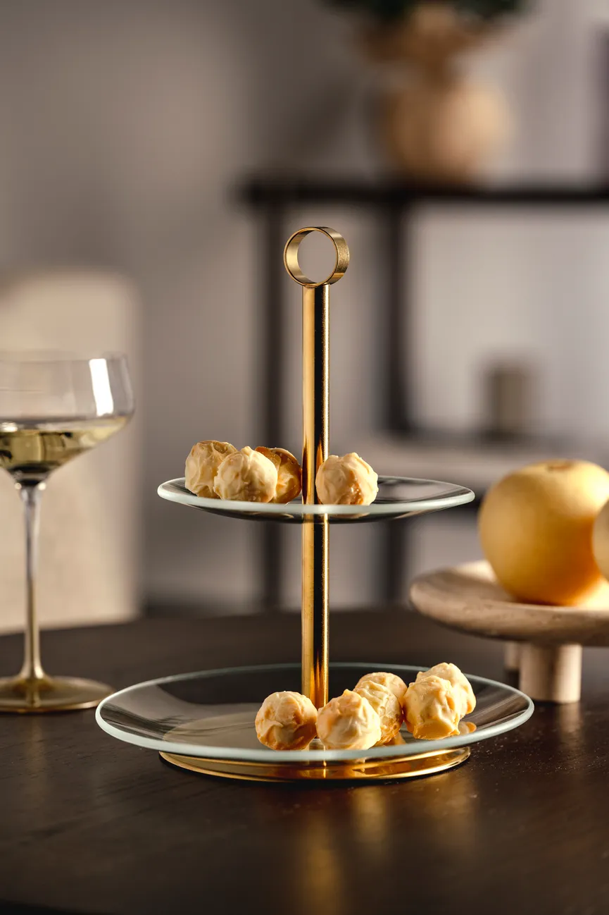 Etagere "Cena" 2-stöckig gold milieu