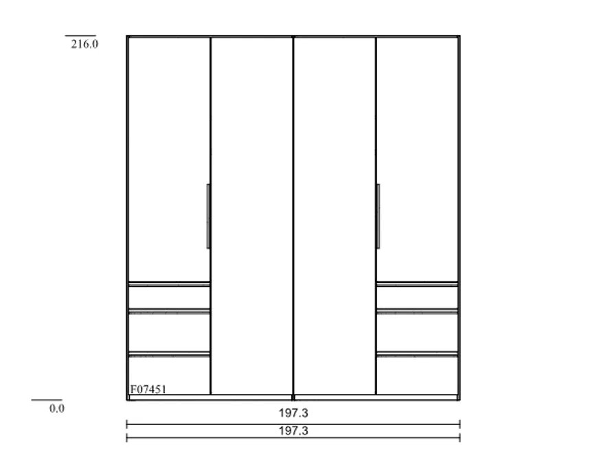 Drehtürenschrank 4-trg. detail