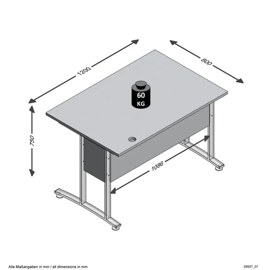 Schreibtisch 120 detail