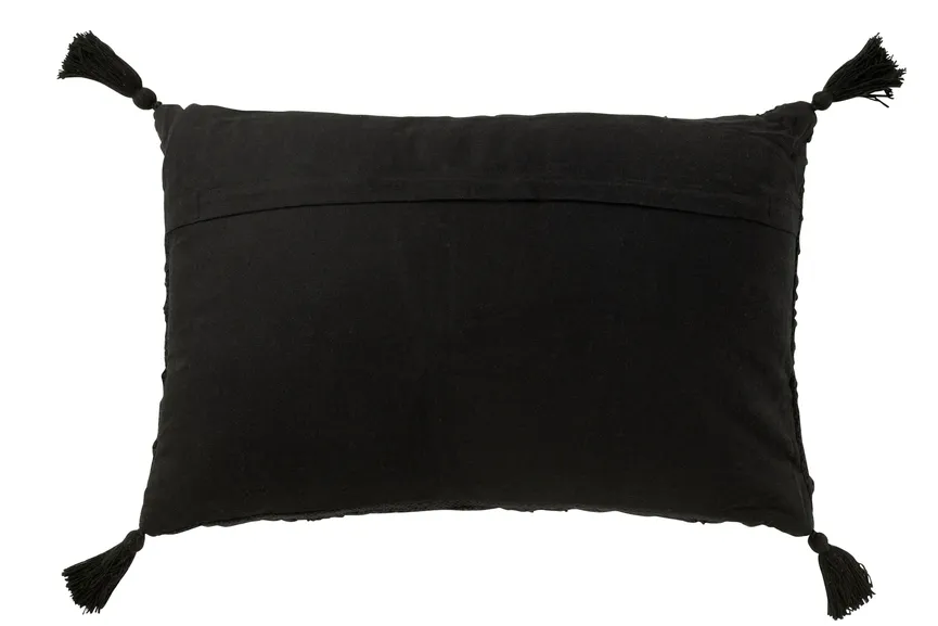 Kissen "Rec+Quasten" schwarz detail