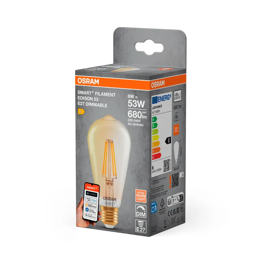 E27/6W Kolben EDISON 53 Gold detail