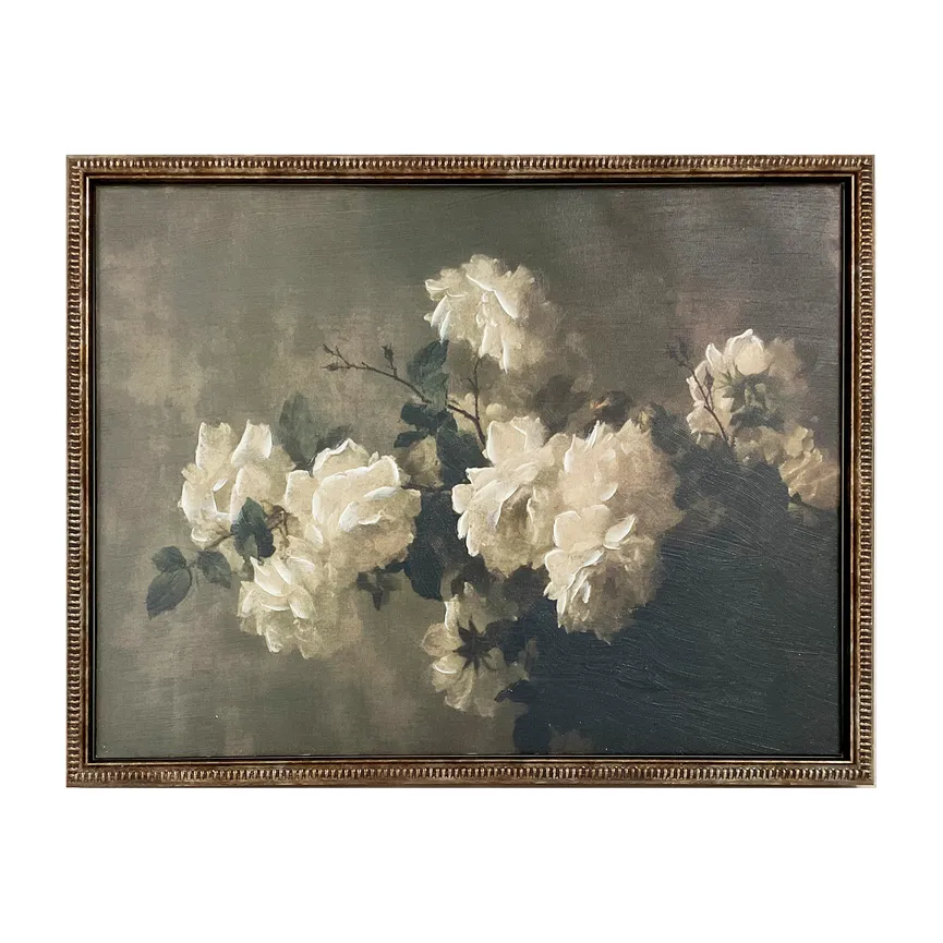 Ölgemälde "White Roses" grau hauptaufnahme