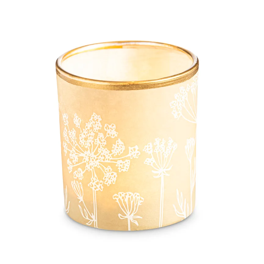 Teelichtglas "Blumen" beige hauptaufnahme