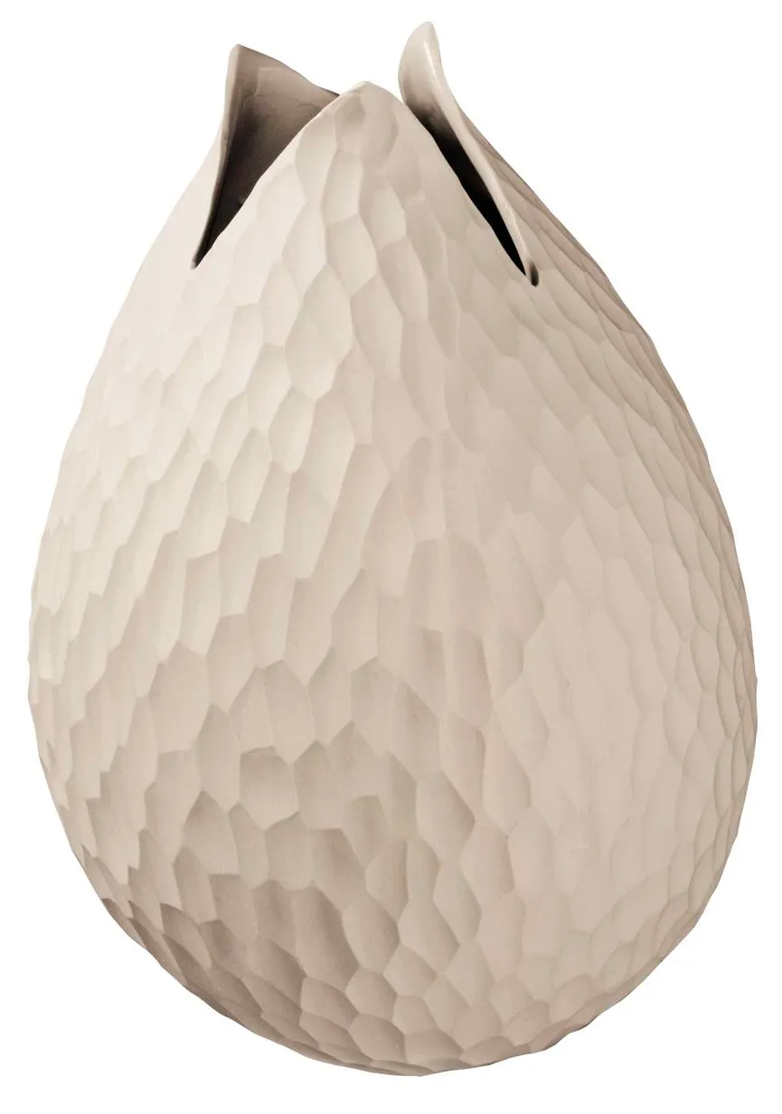 Vase "Carve" beige mit Relief hauptaufnahme