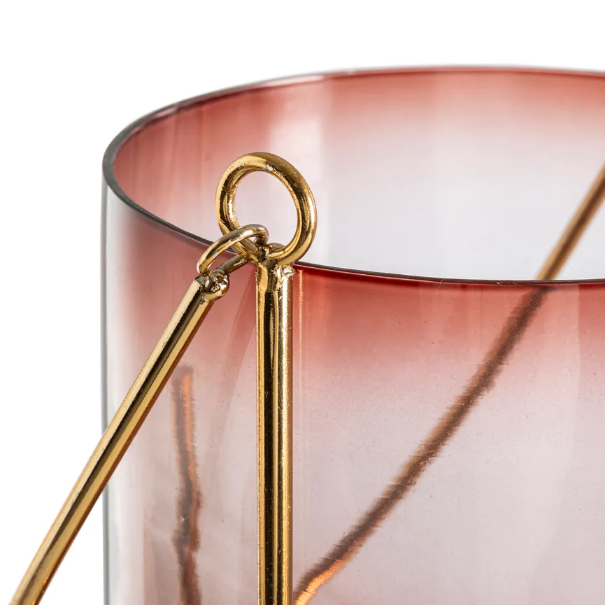 Windlicht S rosa-gold detail