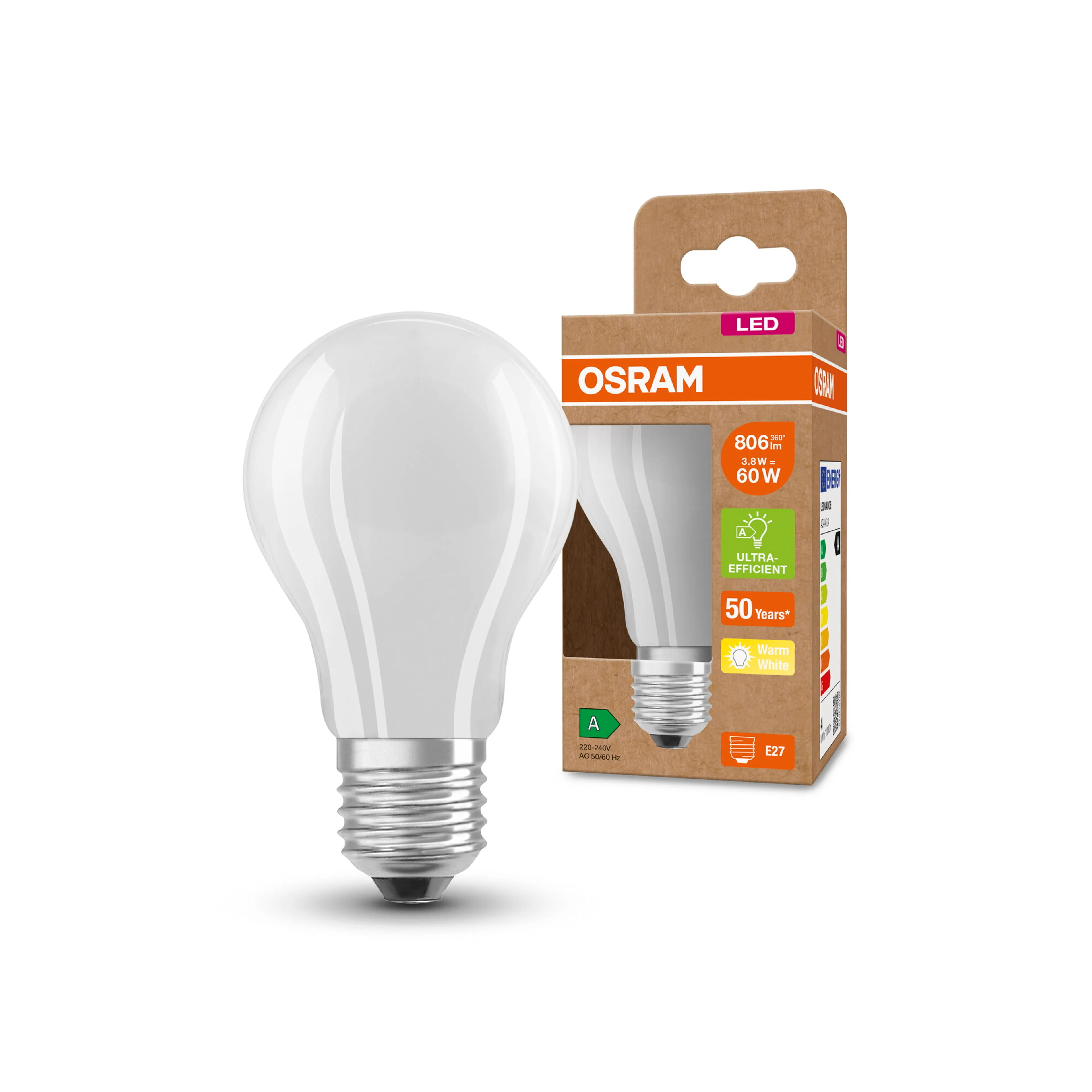 LED-Birne E27/3,8 Watt/Energie A