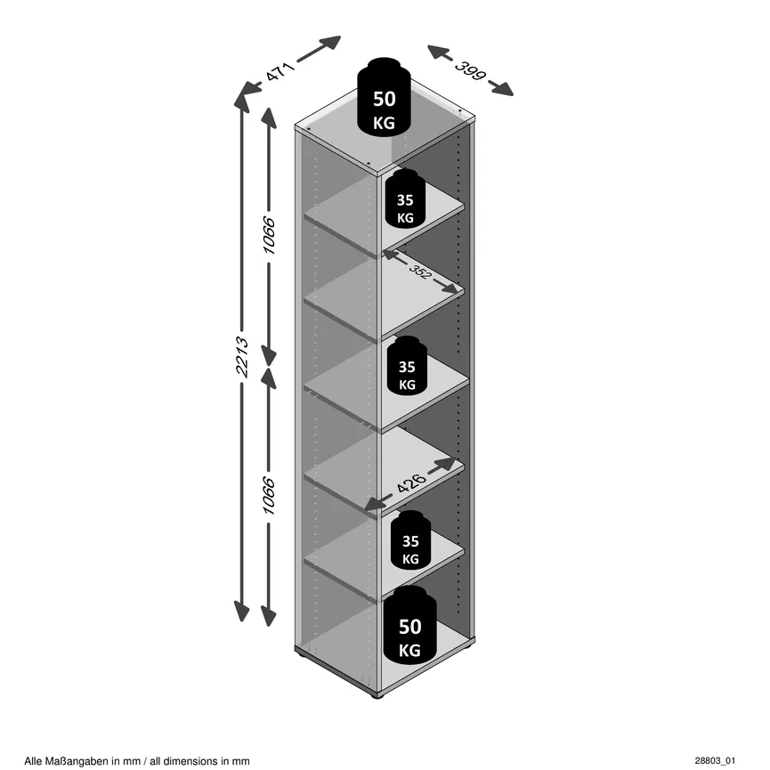 Regal schmal hoch detail
