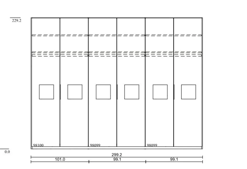 Drehtürenschrank 6-trg. detail