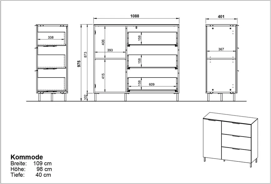 Kommode 1T/3S detail