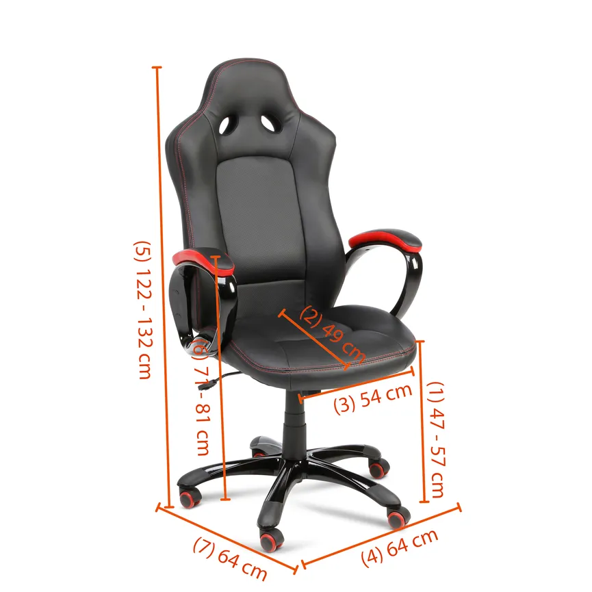 Gamingstuhl schwarz/rot dimensionsmarker