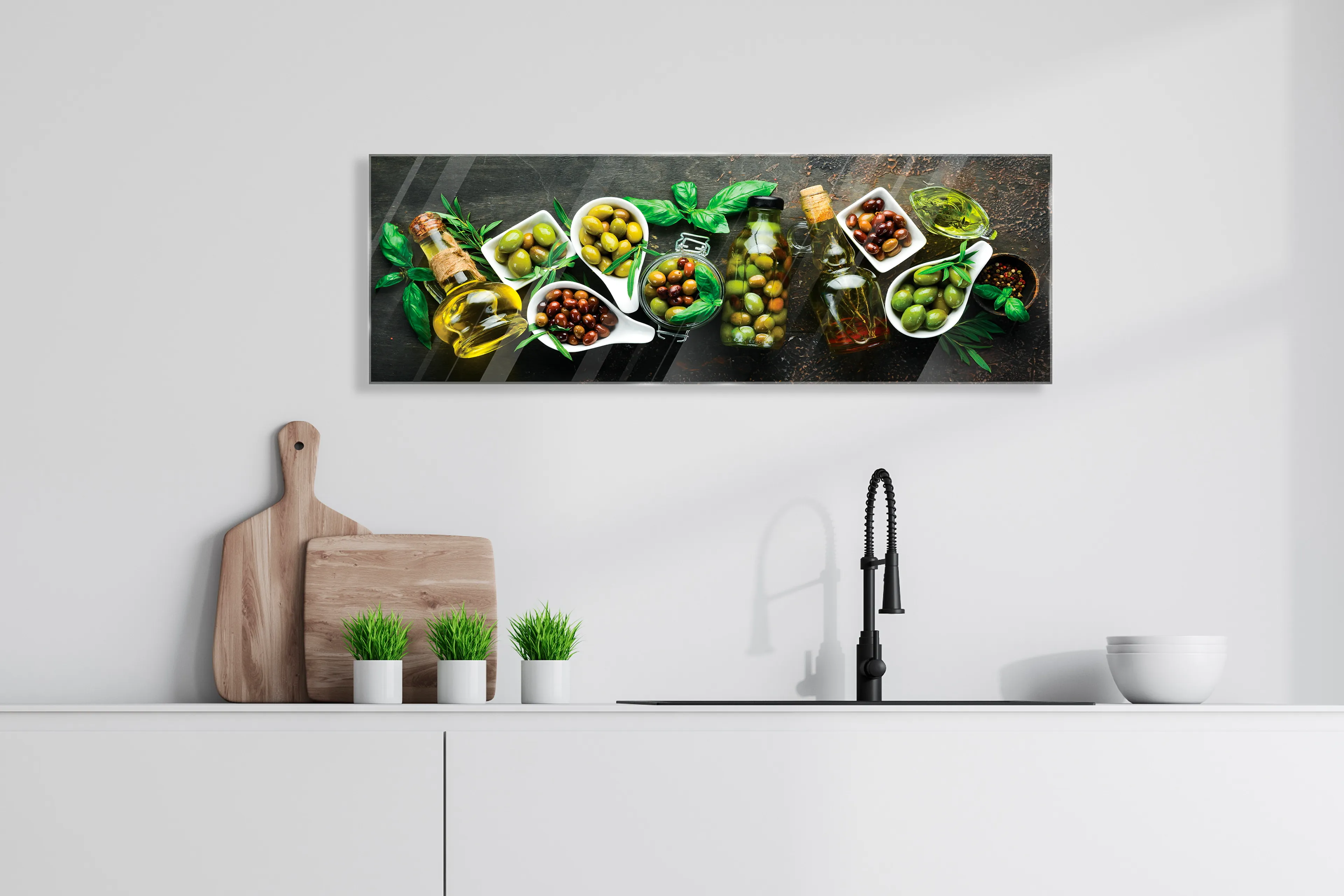 Glasbild 30 x 80 cm Olives IV