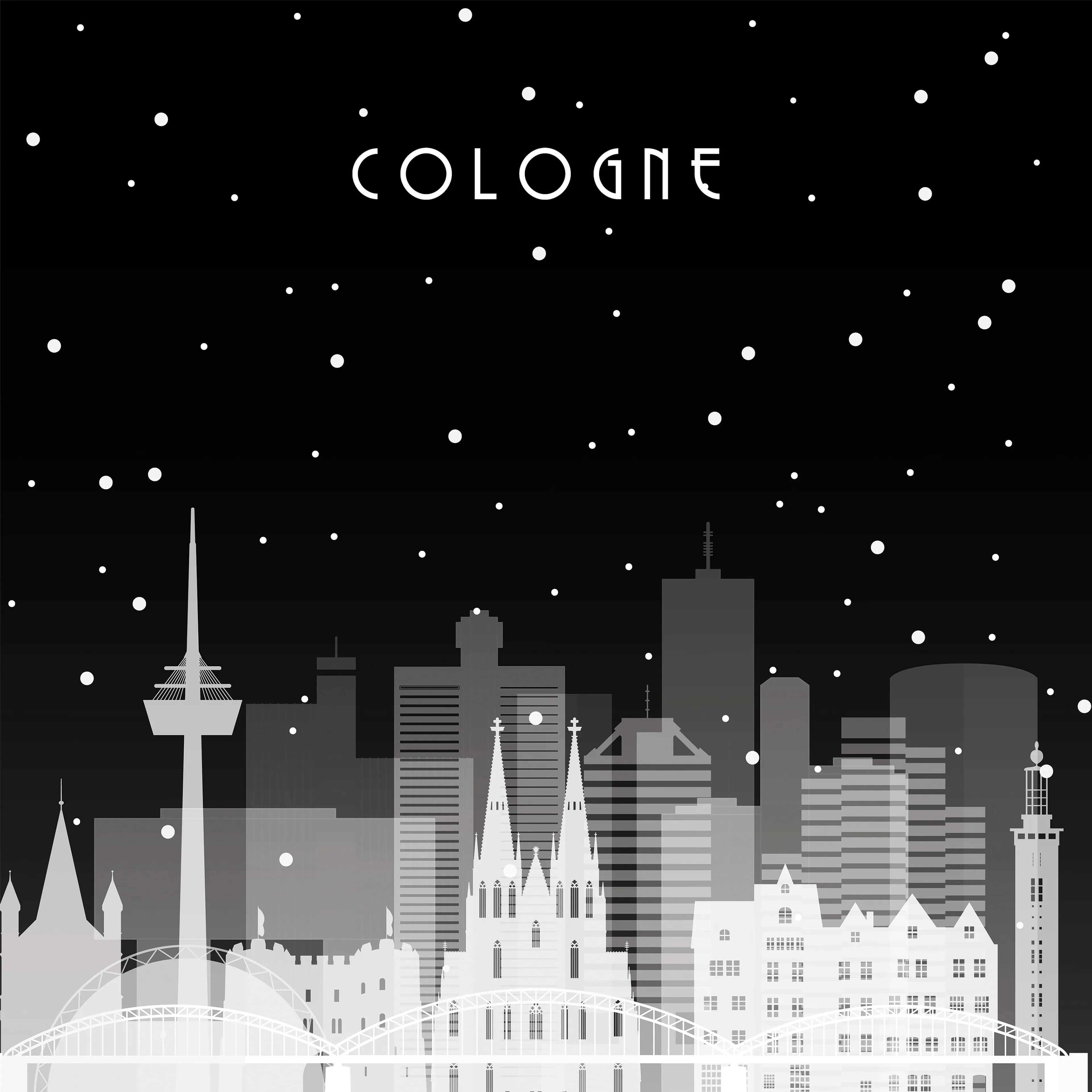 Glasbild 30 x 30 cm Köln - Collage II