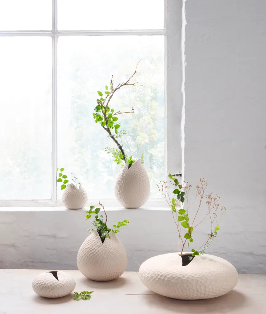 Vase "Carve" beige milieu