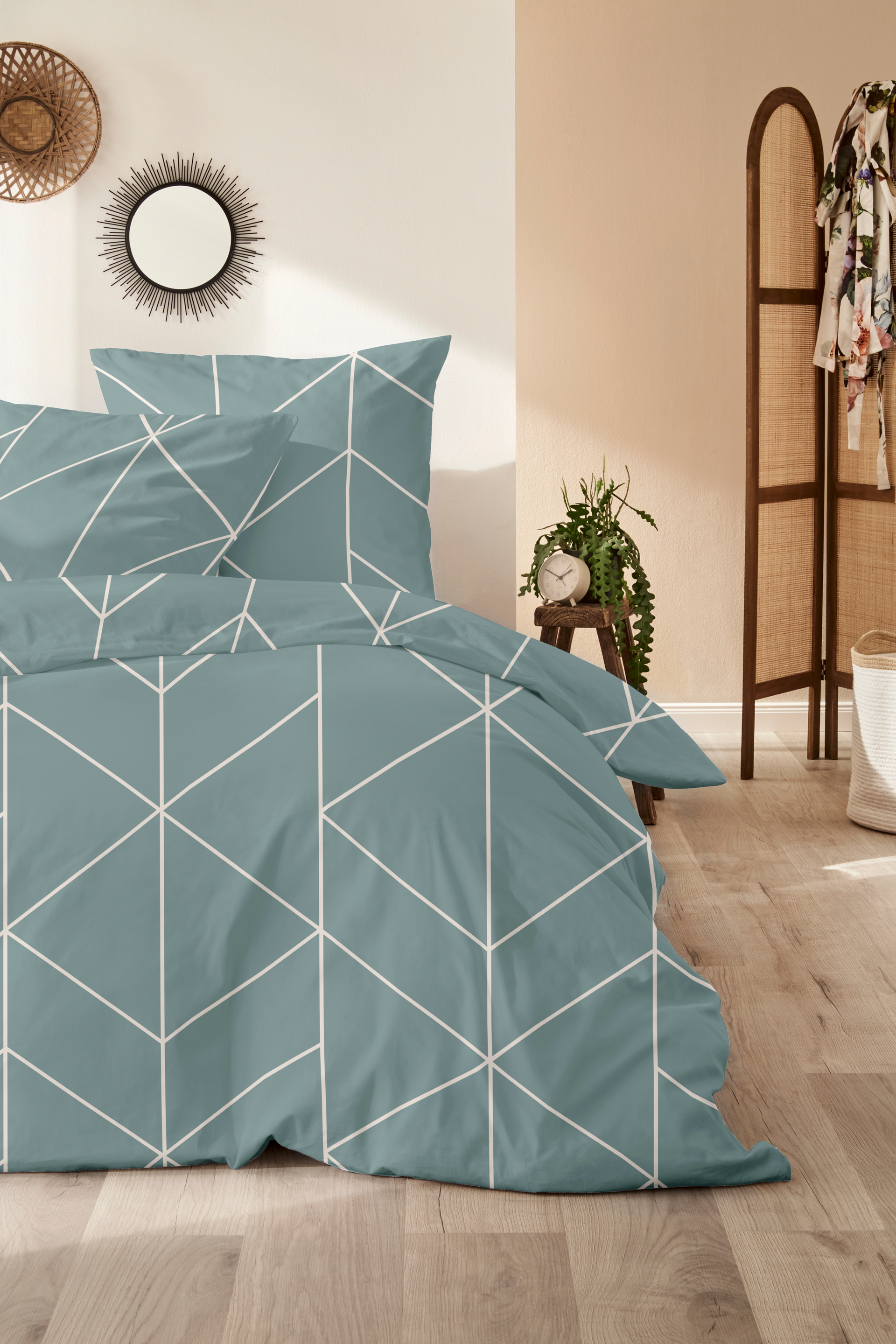 Satin-Bettw. Grafik 135x200 milieu