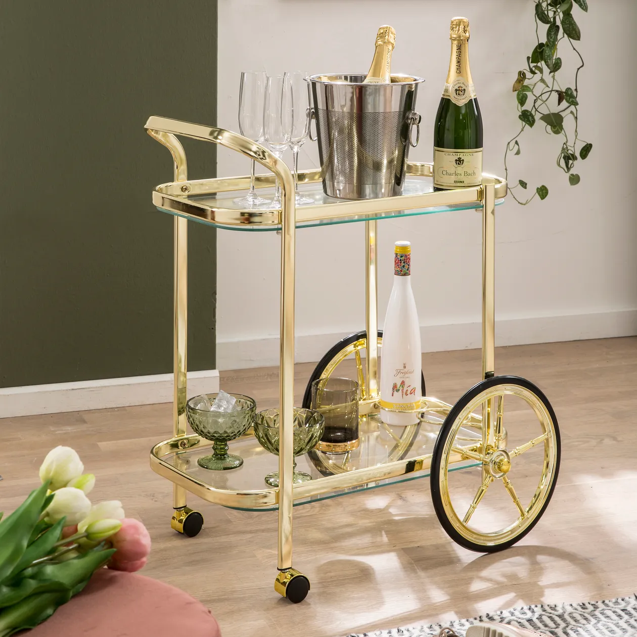 Servierwagen goldfarben