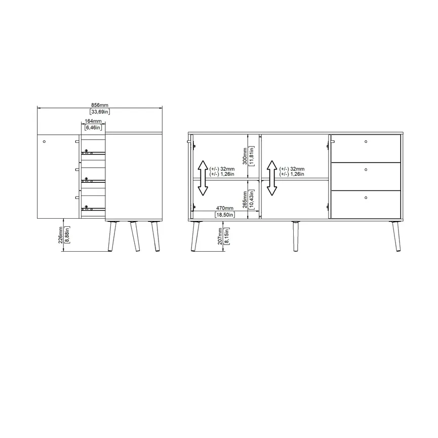Sideboard 3S/2T detail