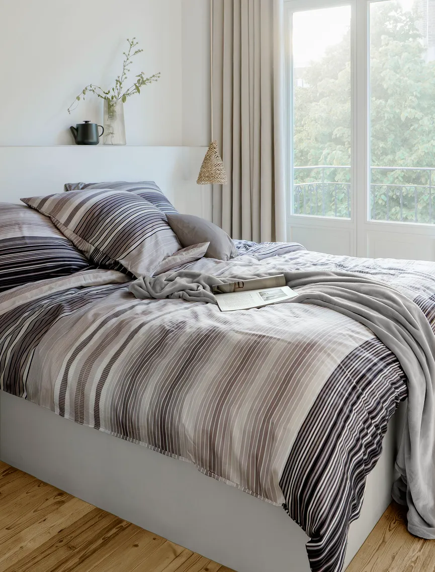 Satin-Bettw. Wave 135x200 milieu