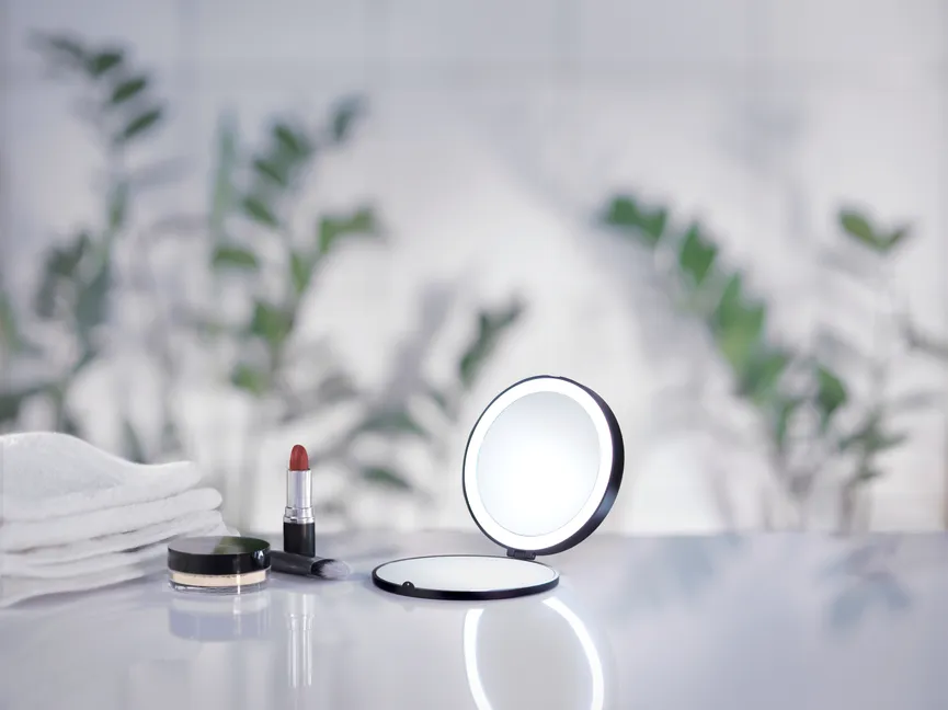 Reise-/Kosmetikspiegel schwarz milieu