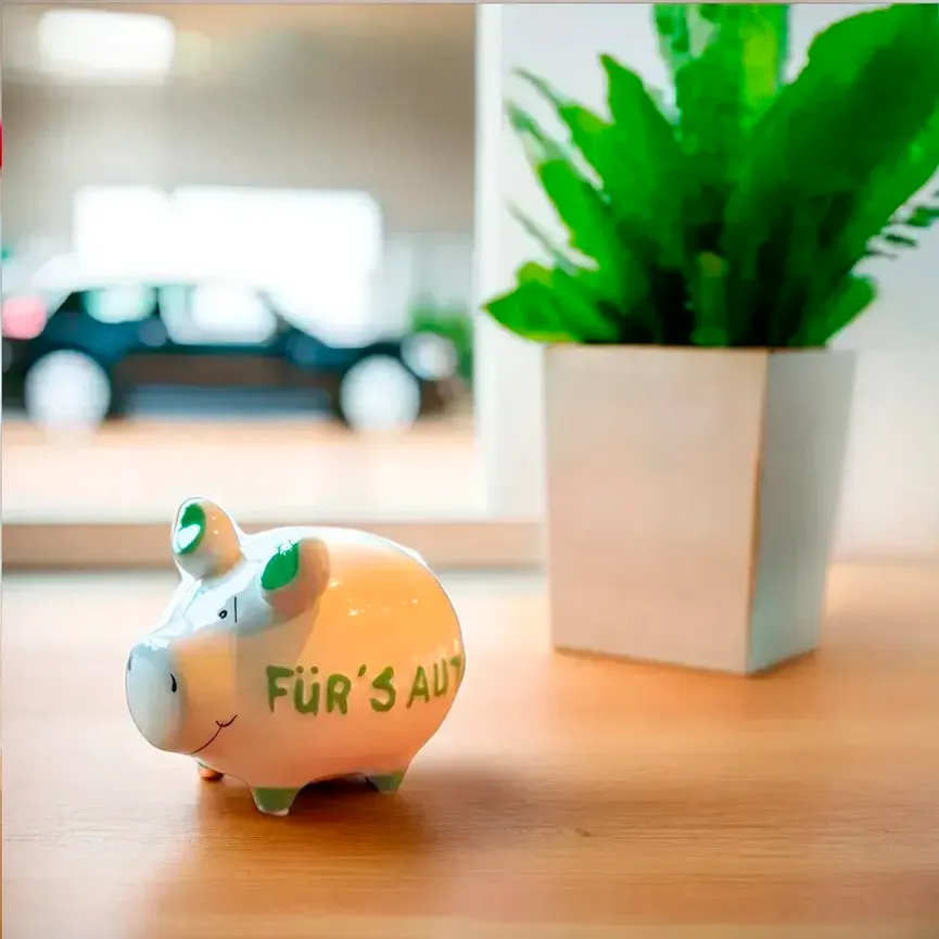 Sparschwein "Fürs Auto" weiß milieu