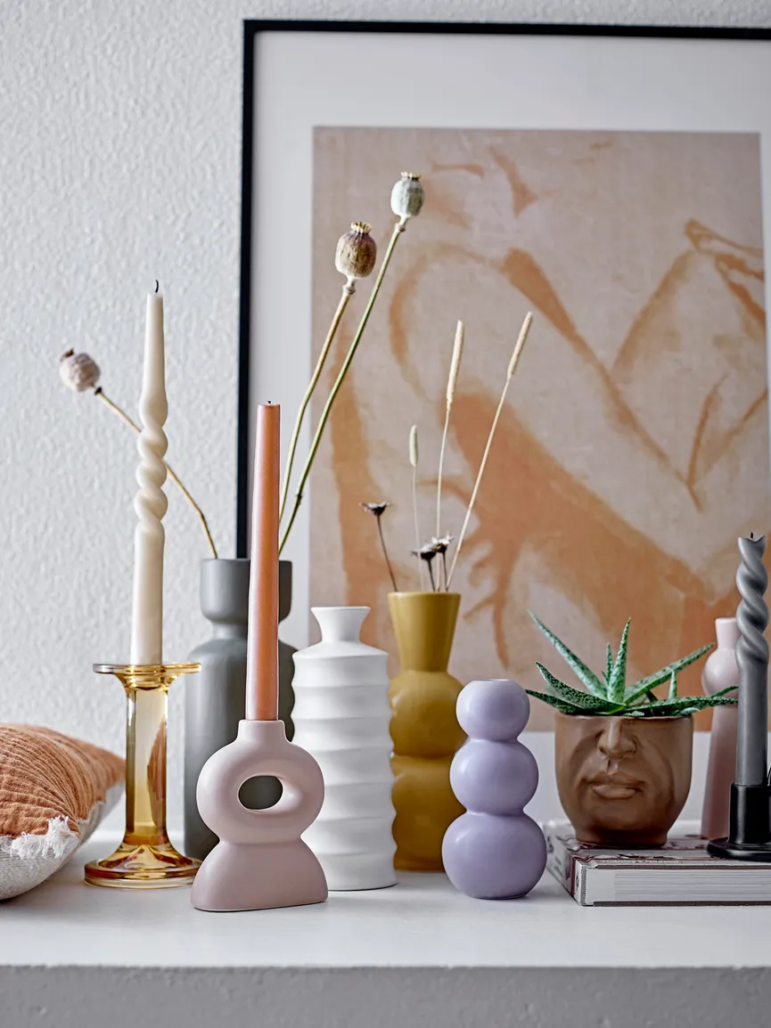 Kerze "Twist" 2er-Set grau milieu