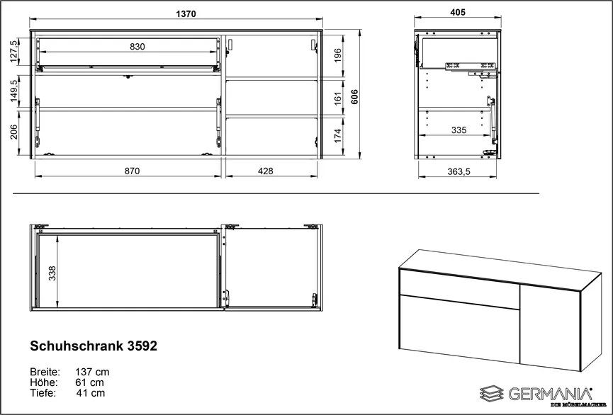 Schuhschrank 1K/1T/1S detail